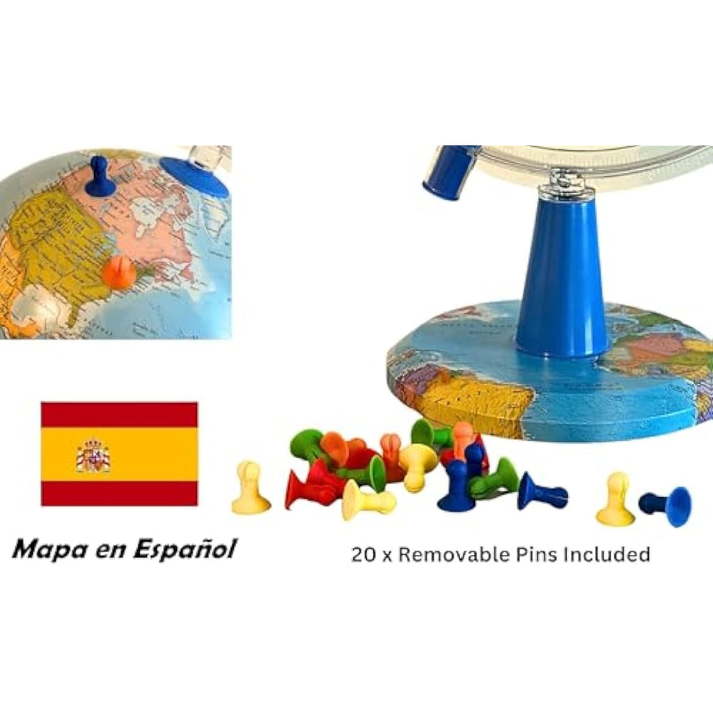 Illuminated Political Globe – 20cm Spanish Map Desktop Decor