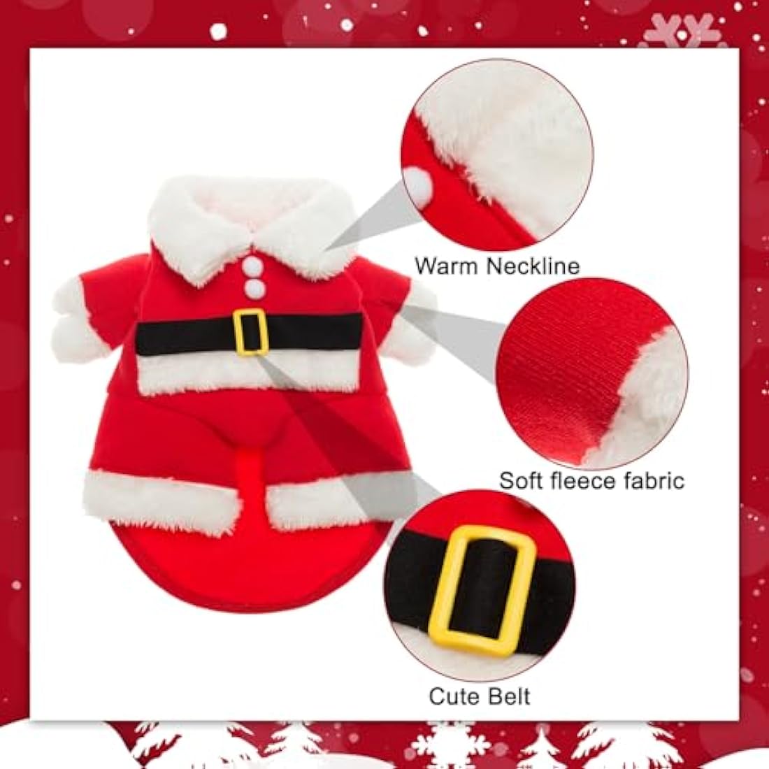 Dog Christmas Santa Costume – Soft Pet Holiday Hoodie | Large