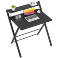 GreenForest Folding Computer Desk with Monitor Shelf – Black