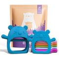 Infatot Silicone Teething Mitten 2-Pack – BPA-Free Baby Teether, Teal Blue