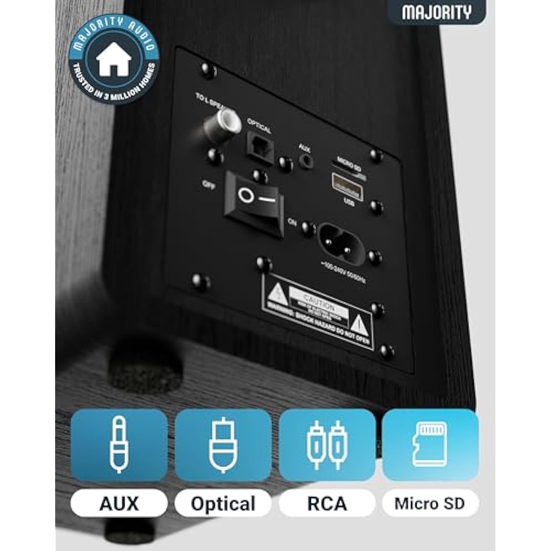 Majority D40 Bluetooth Bookshelf Speakers | 60W Powered HiFi Studio Monitors
