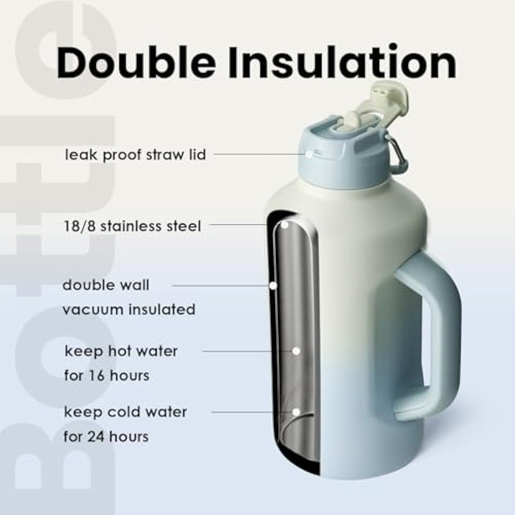 Bottle Bottle 64 oz Insulated Stainless Steel Water Bottle with Straw
