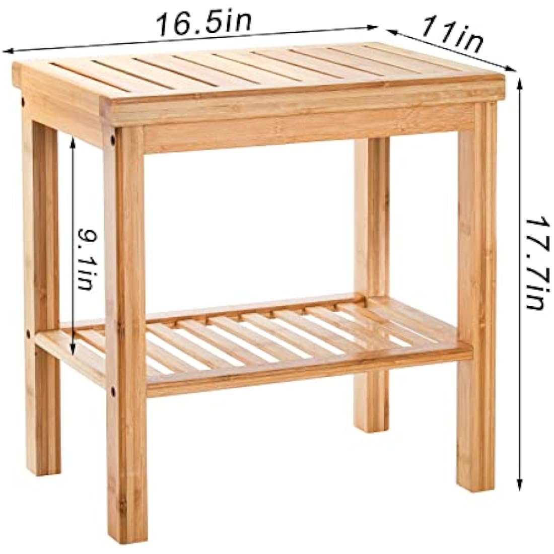 SOUJOY Bamboo Shower Bench - Waterproof Bath Stool with Storage Shelf