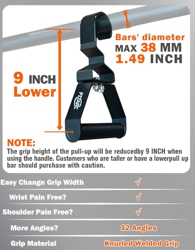 Fitarc Lat Pull Down & Pull Up Handles – 12-Level Adjustable Steel Grips