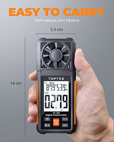 TopTes TS-301 Digital Anemometer - Handheld Wind Speed Meter with LCD