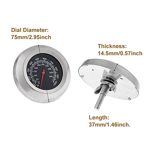 BBQ Thermometer Gauge | 3-Inch 1000F Charcoal Grill Smoker