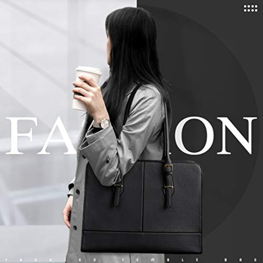 Leather Laptop Bag for Women | 15.6 inch Work Tote Handbag