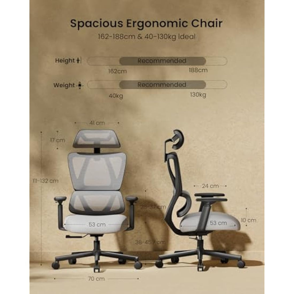ProtoArc EC100 Ergonomic Office Chair – Mesh Desk Chair with Spring Cushion