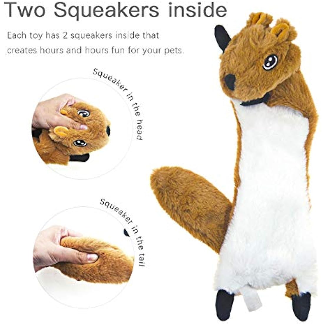 Dog Squeaky Toys – 5 Pack No Stuffing Plush Chew Toys