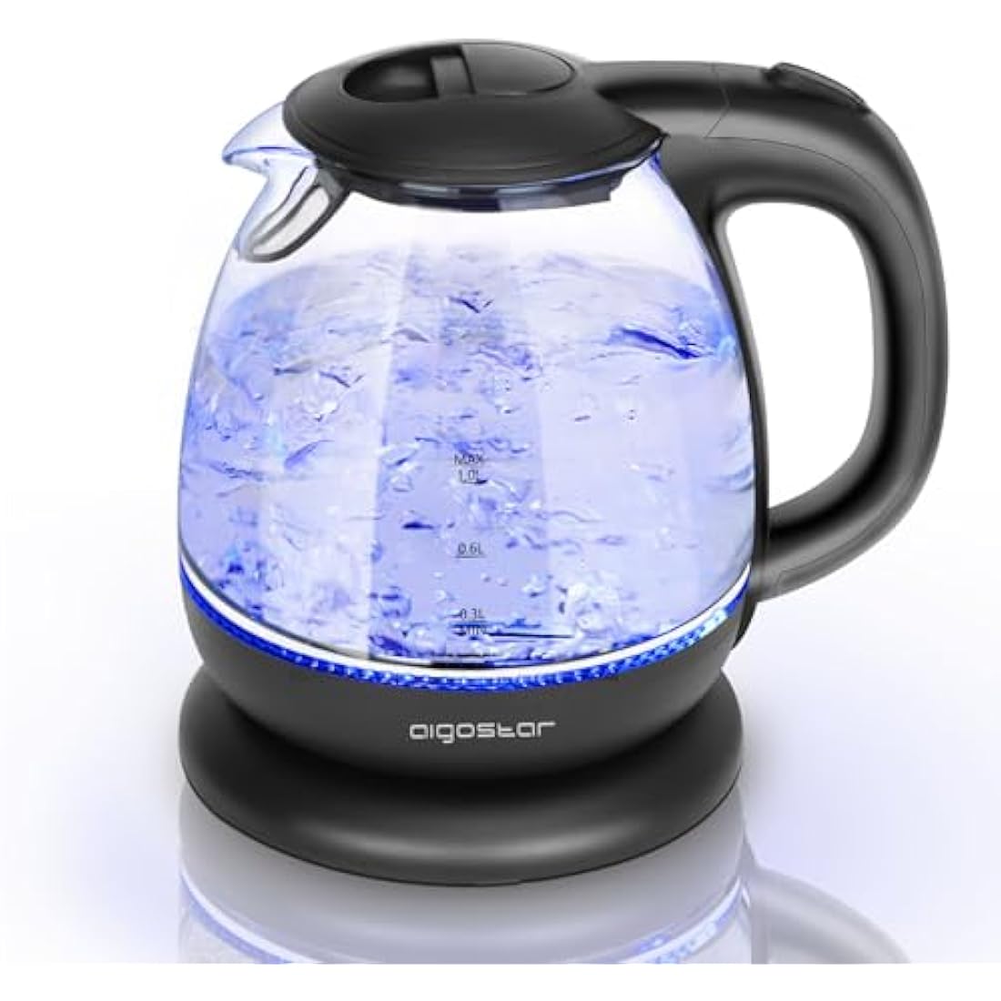 Aigostar 1.0L Glass Electric Kettle – 2200W Fast Boil Mini Tea Kettle