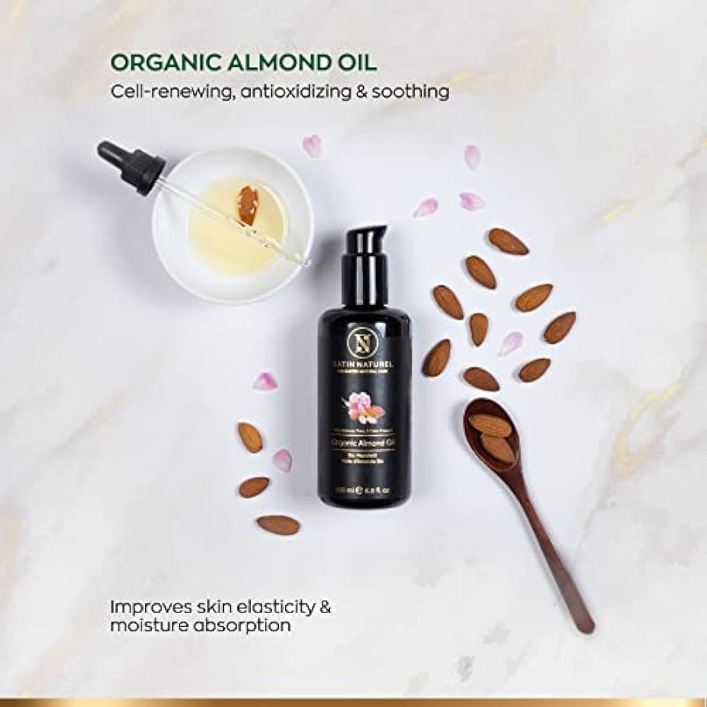 Satin Naturel Organic Almond Oil – 200ml Cold-Pressed Vegan Skin Care