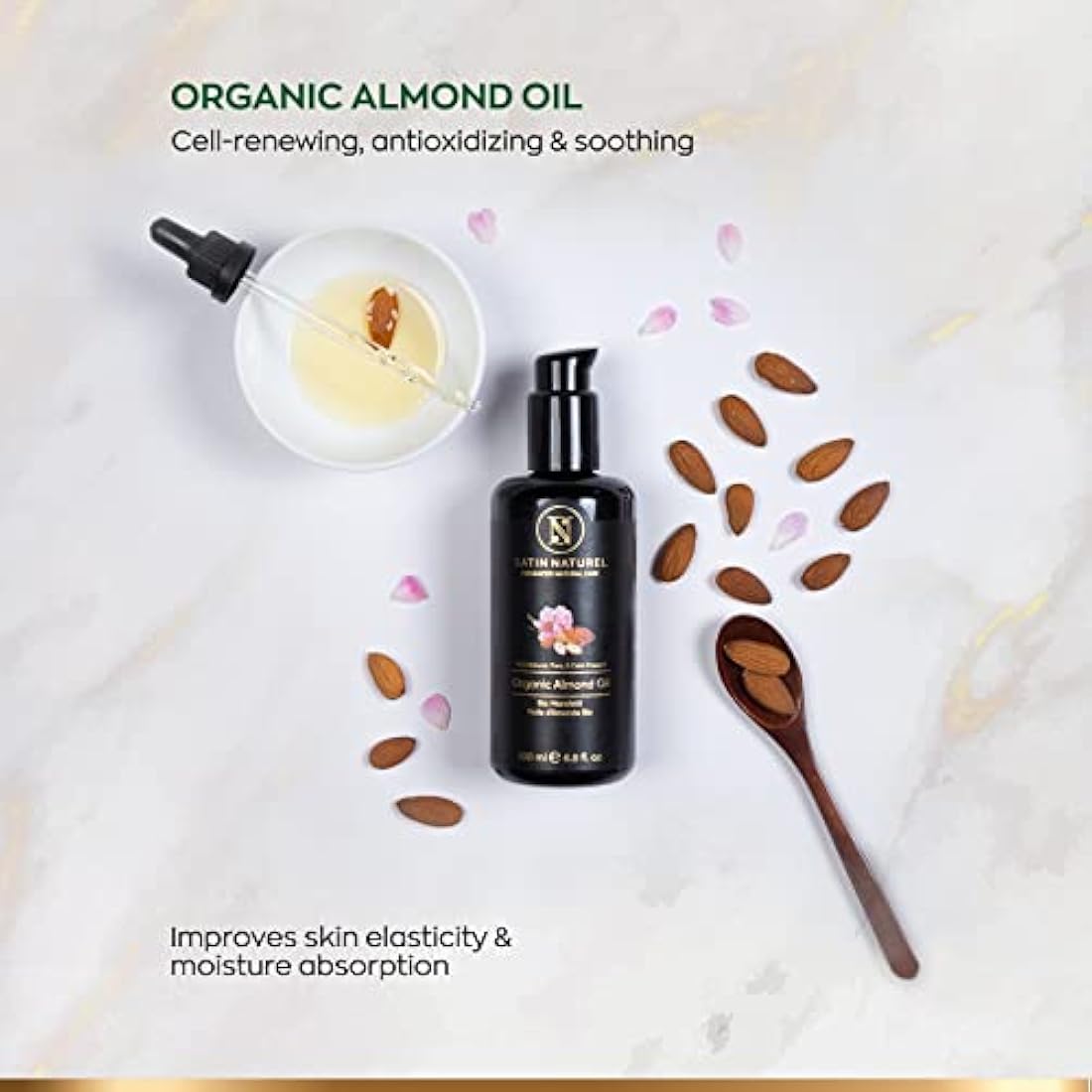 Satin Naturel Organic Almond Oil – 200ml Cold-Pressed Vegan Skin Care