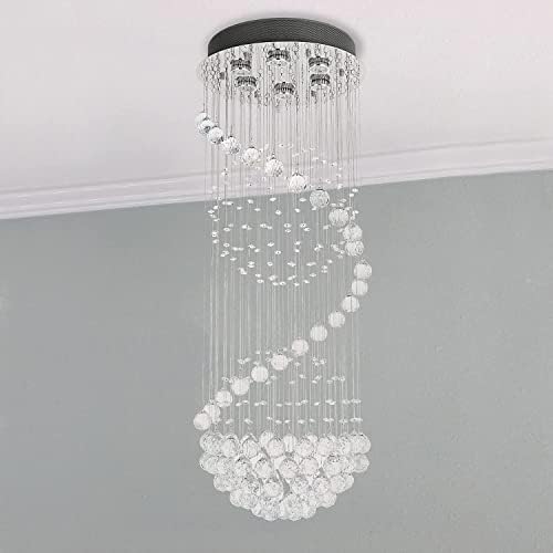 Modern K9 Crystal Chandelier – Spiral Flush Mount Light