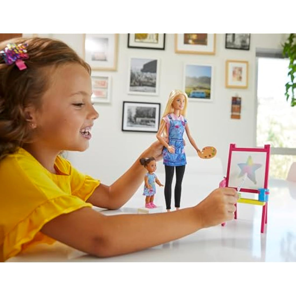 Barbie Art Teacher Doll Playset with Toddler Student and Accessories