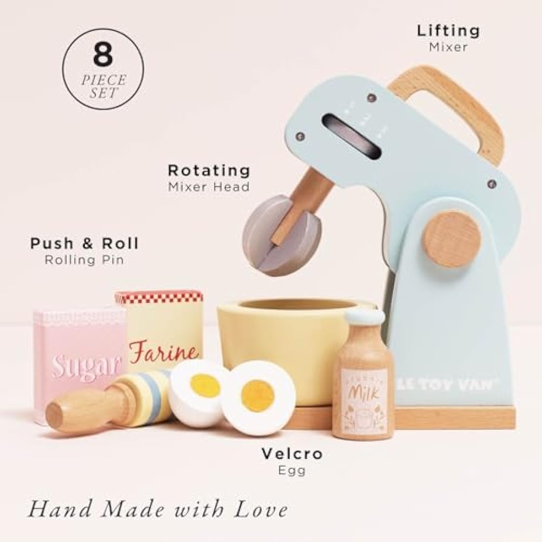 Le Toy Van Honeybake Wooden Mixer Set – Kids Pretend Play Kitchen Toy