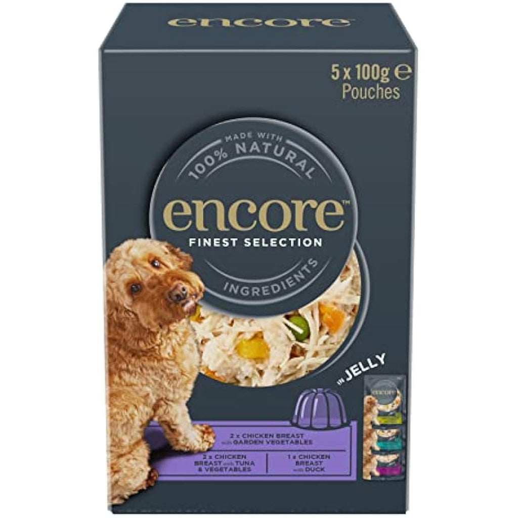 Encore Natural Wet Dog Food - Chicken Selection in Jelly, 5x100g Pouches