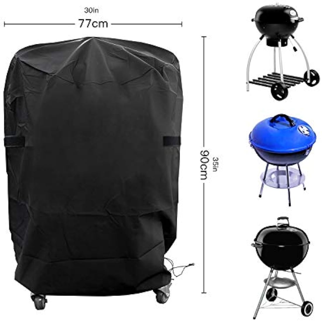 Round BBQ Grill Cover – 210D Oxford Waterproof Heavy Duty