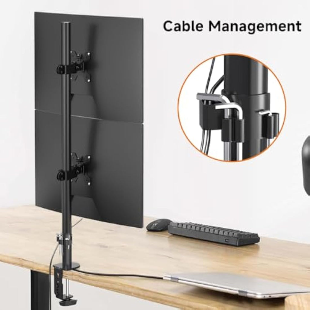 Bracwiser Vertical Dual Monitor Mount | 13-27 Inch VESA Desk Stand