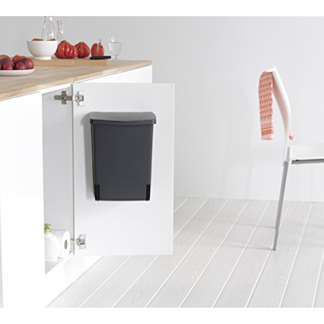 Brabantia 10L Built-in Cupboard Bin | Black Under-Sink Waste Bin