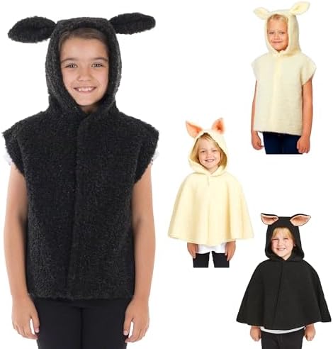 Charlie Crow Kids Lamb & Sheep Costume - Animal Tabard or Cape, 3-8 Years