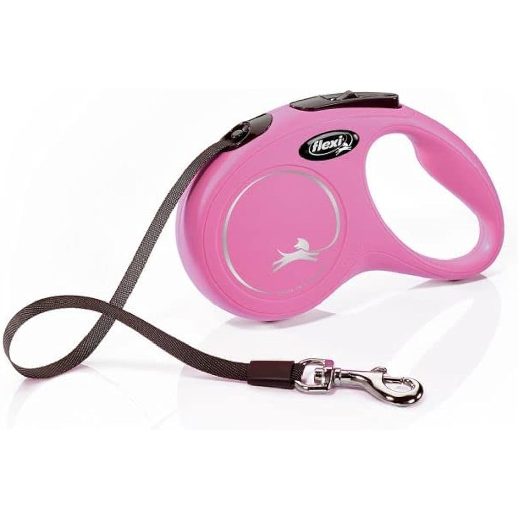 flexi New Classic Retractable Dog Lead Tape, Small, 5m - Pink