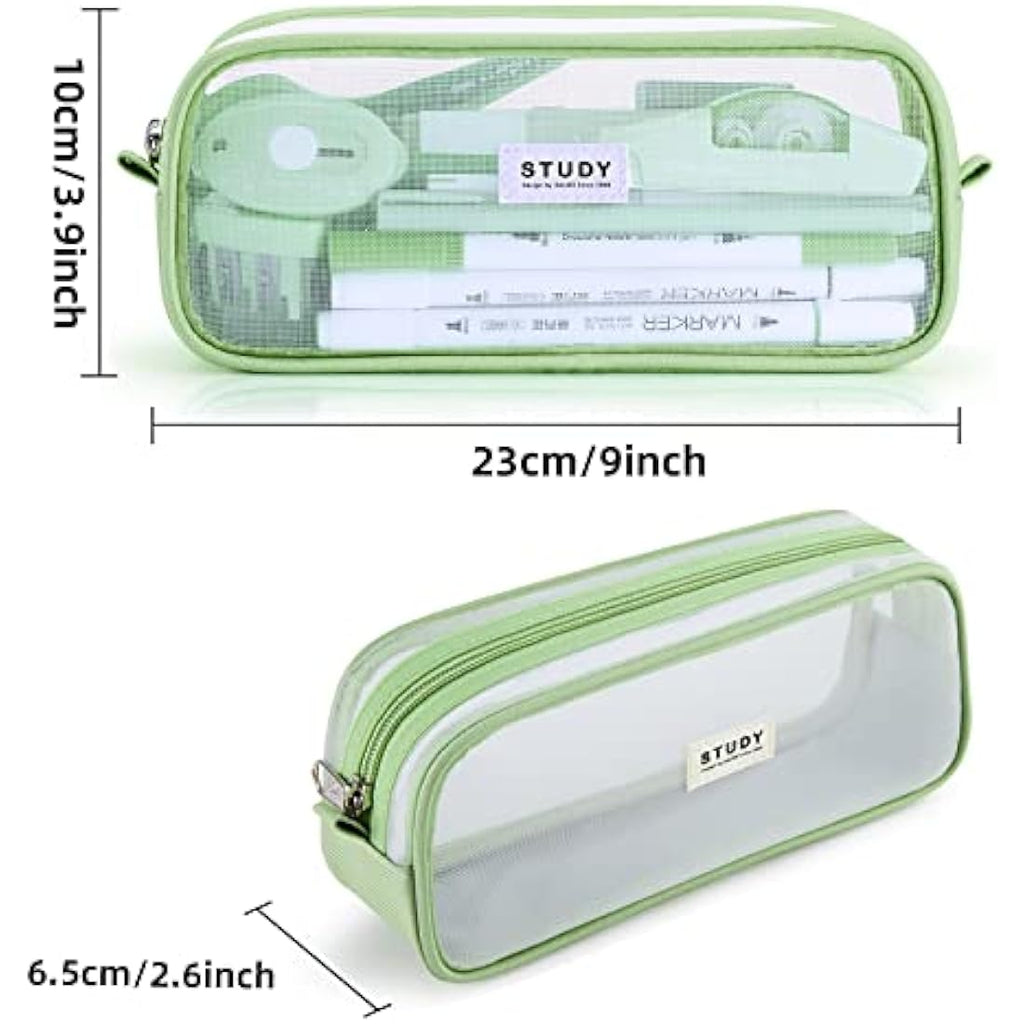 KALIDI Clear Mesh Pencil Case – Large Capacity Stationery Pouch