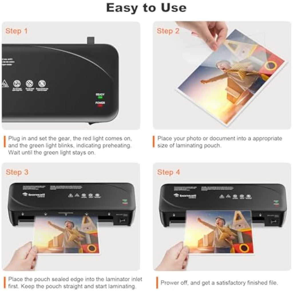 Bonsaii A4 Laminator Machine | Never Jam Thermal L418-C for Home & Office