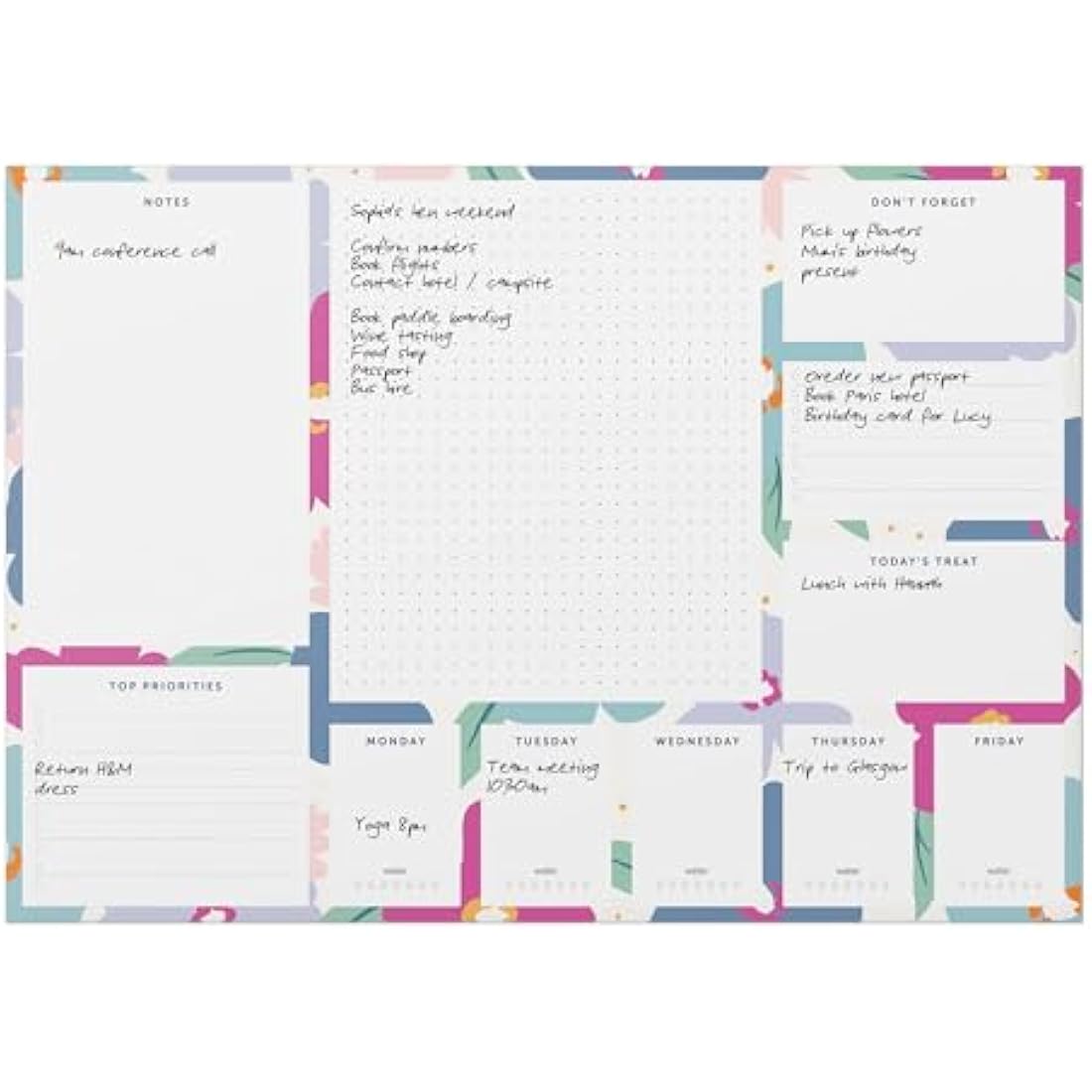 Busy B Floral A3 Desk Pad – 36 Tear-off Sheets with Year Planner