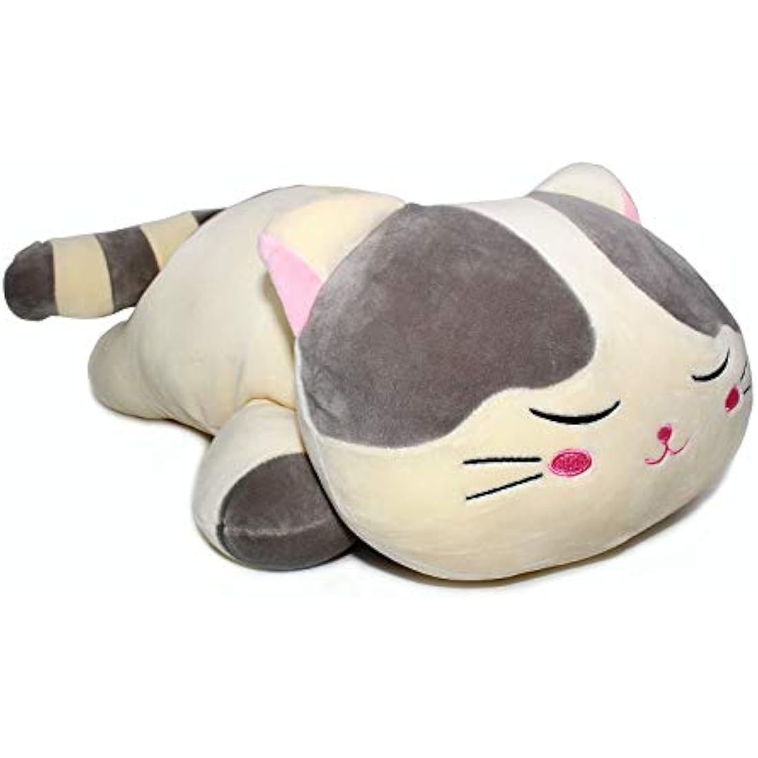 Vintoys Sleeping Cat Hugging Pillow – 23.5" Grey Soft Plush Stuffed Animal