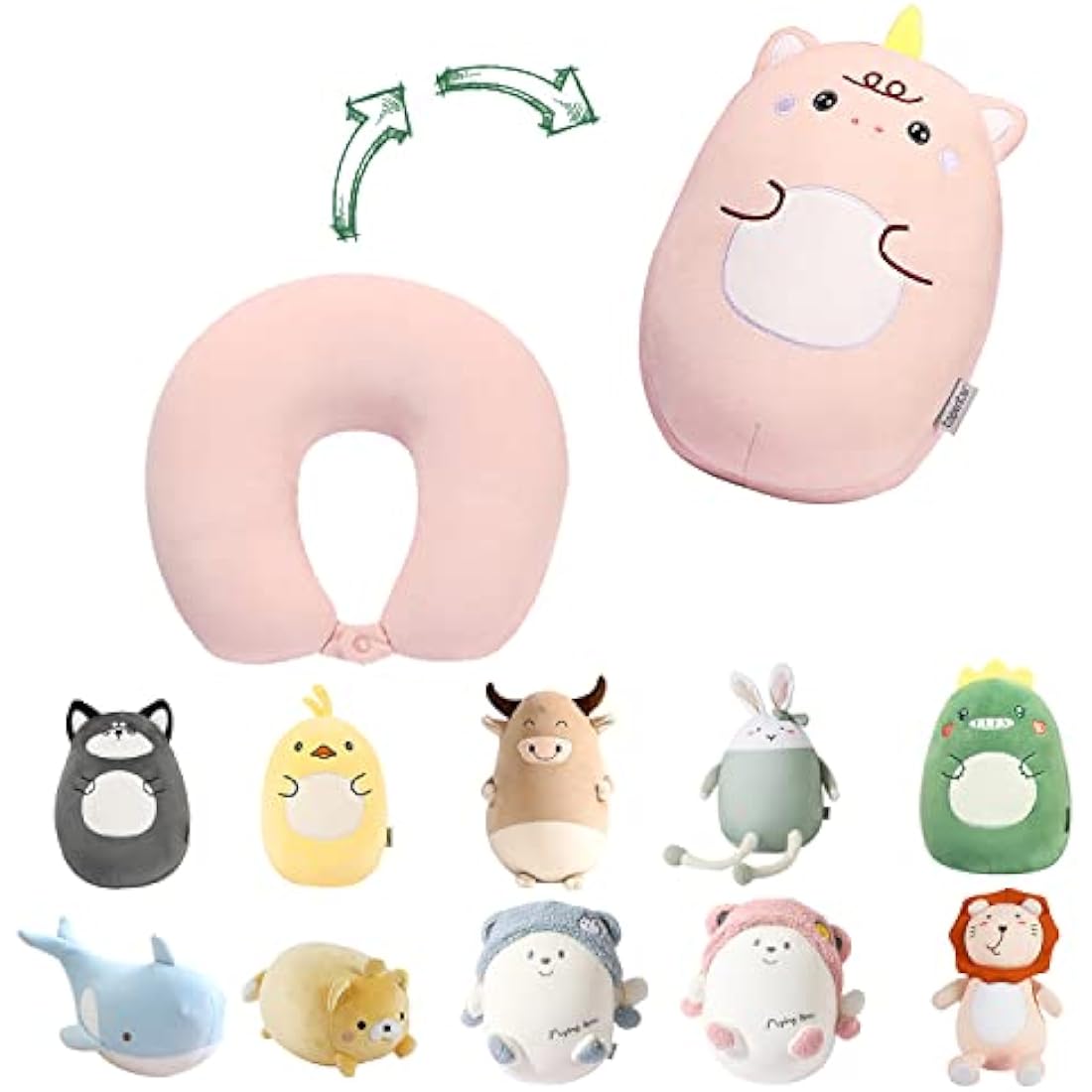 JOYRAVO 2-in-1 Kids Unicorn Travel Pillow | Convertible Neck Support
