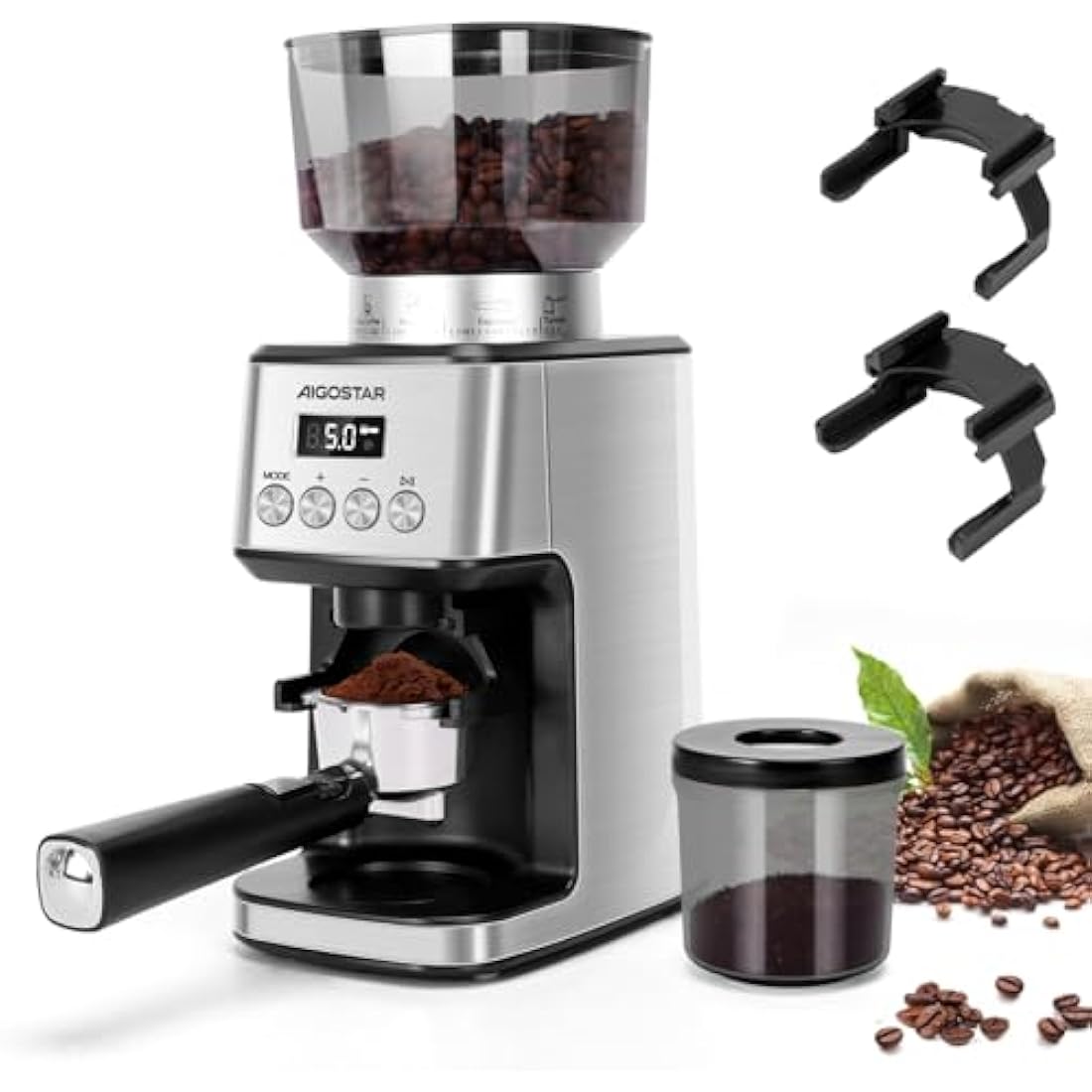 Aigostar Conical Burr Coffee Grinder – 52 Precise Settings for Espresso