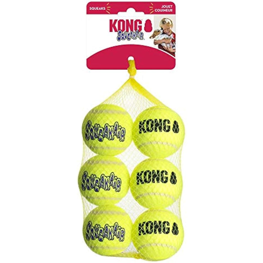 KONG Squeak Tennis Balls – Gentle Fetch Toy for Medium Dogs (6 Pack)