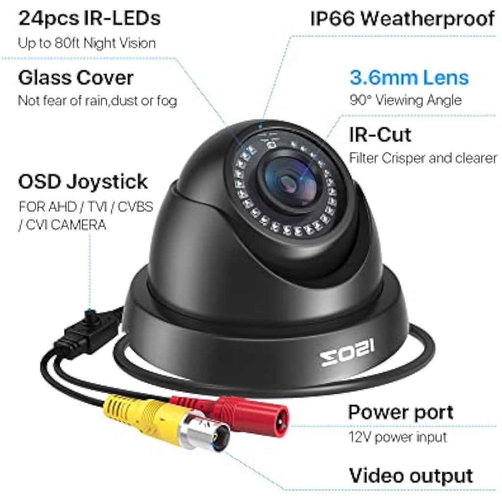 ZOSI 1080P CCTV Security Camera | 80ft Night Vision Weatherproof