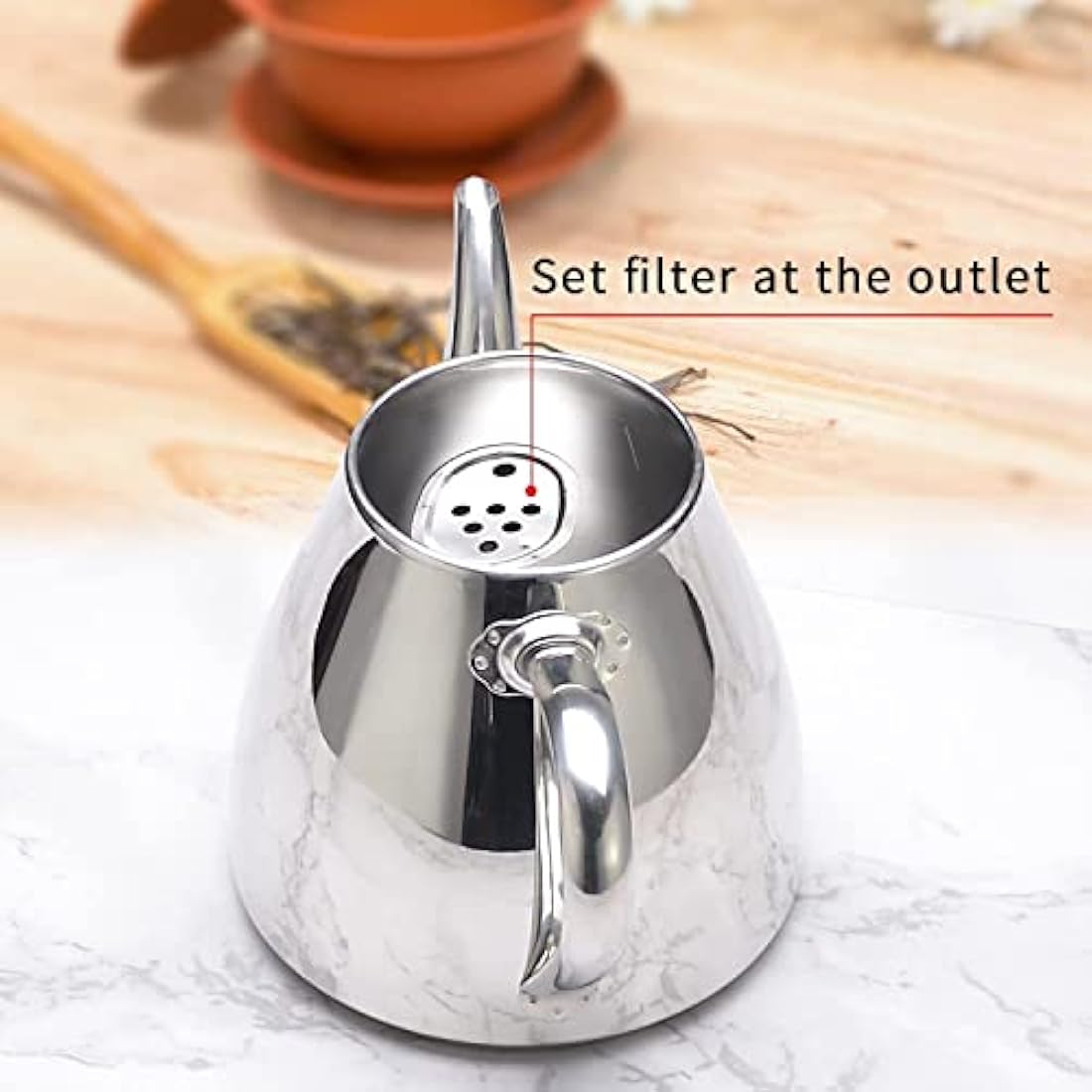 SANQIAHOME Stainless Steel Teapot | 70oz Drip-Free Coffee Server