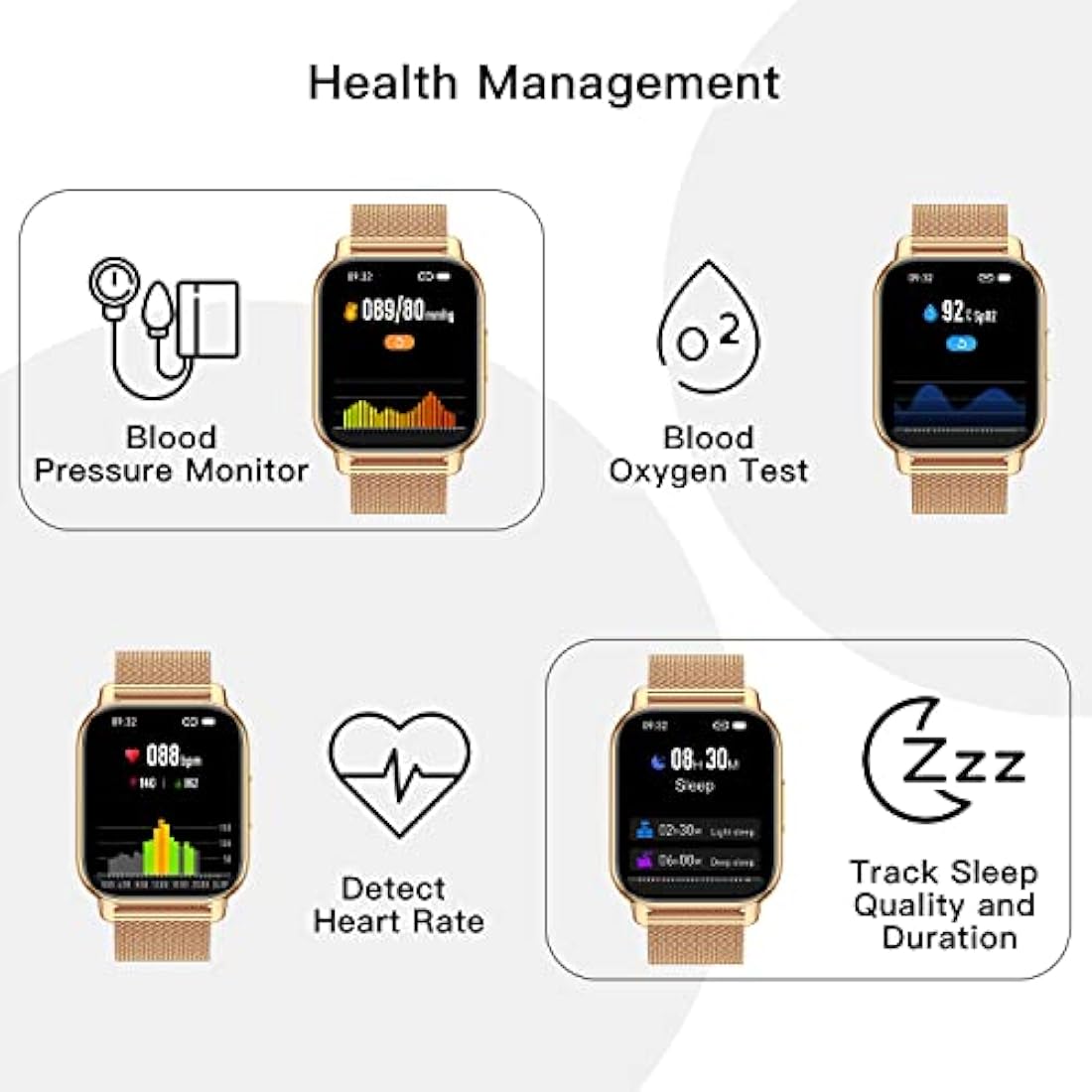 Popglory Smart Watch - 1.85" Fitness Tracker with Bluetooth Call & 2 Straps