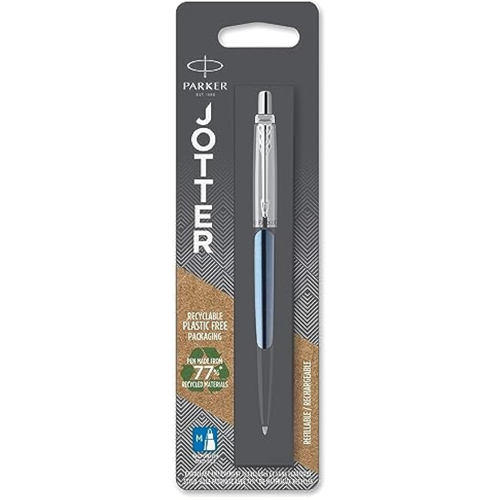 Parker Jotter Ballpoint Pen - Waterloo Blue, Medium Point Blue Ink