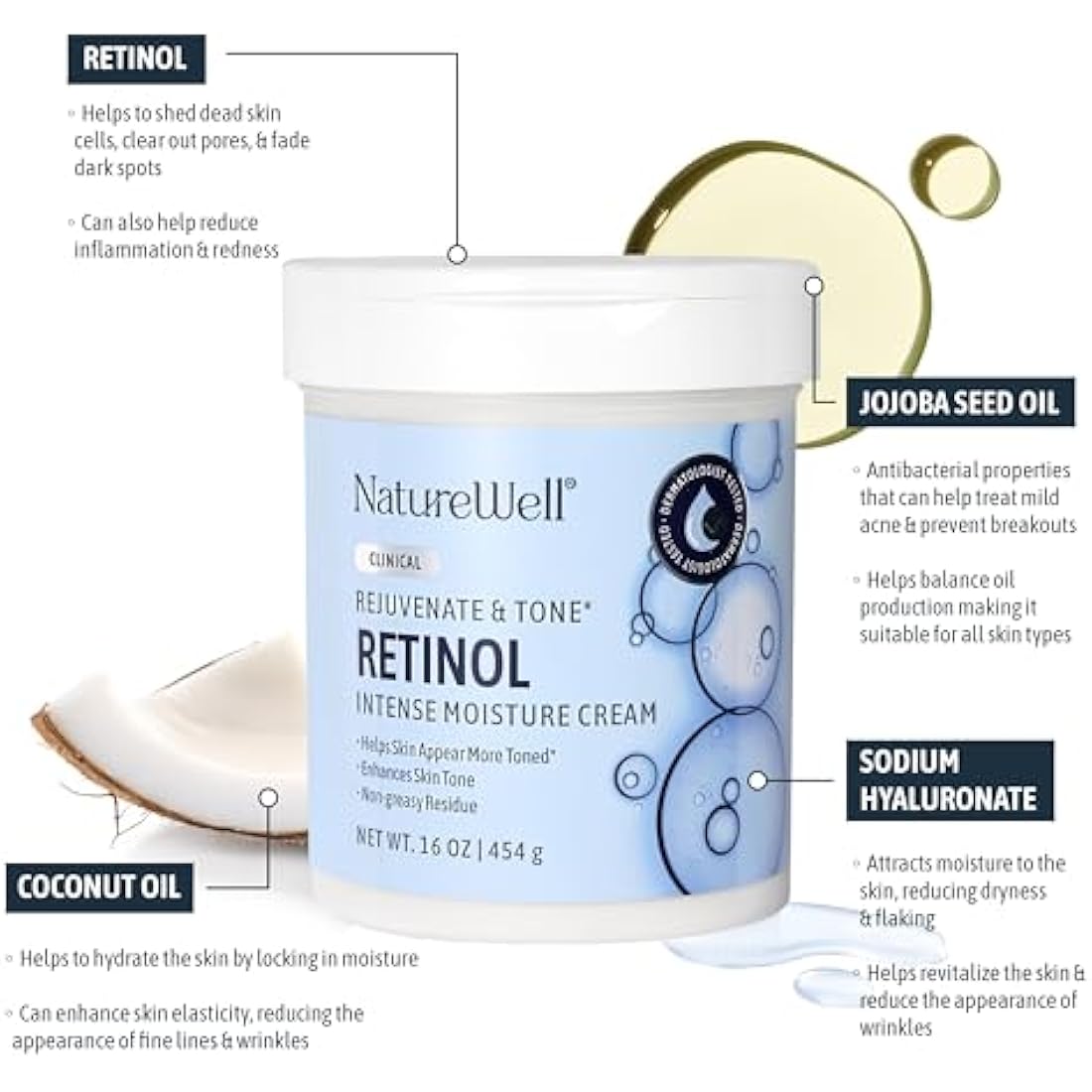 Nature Well Retinol Advanced Moisture Cream – Clinical Anti-Aging (16 oz)