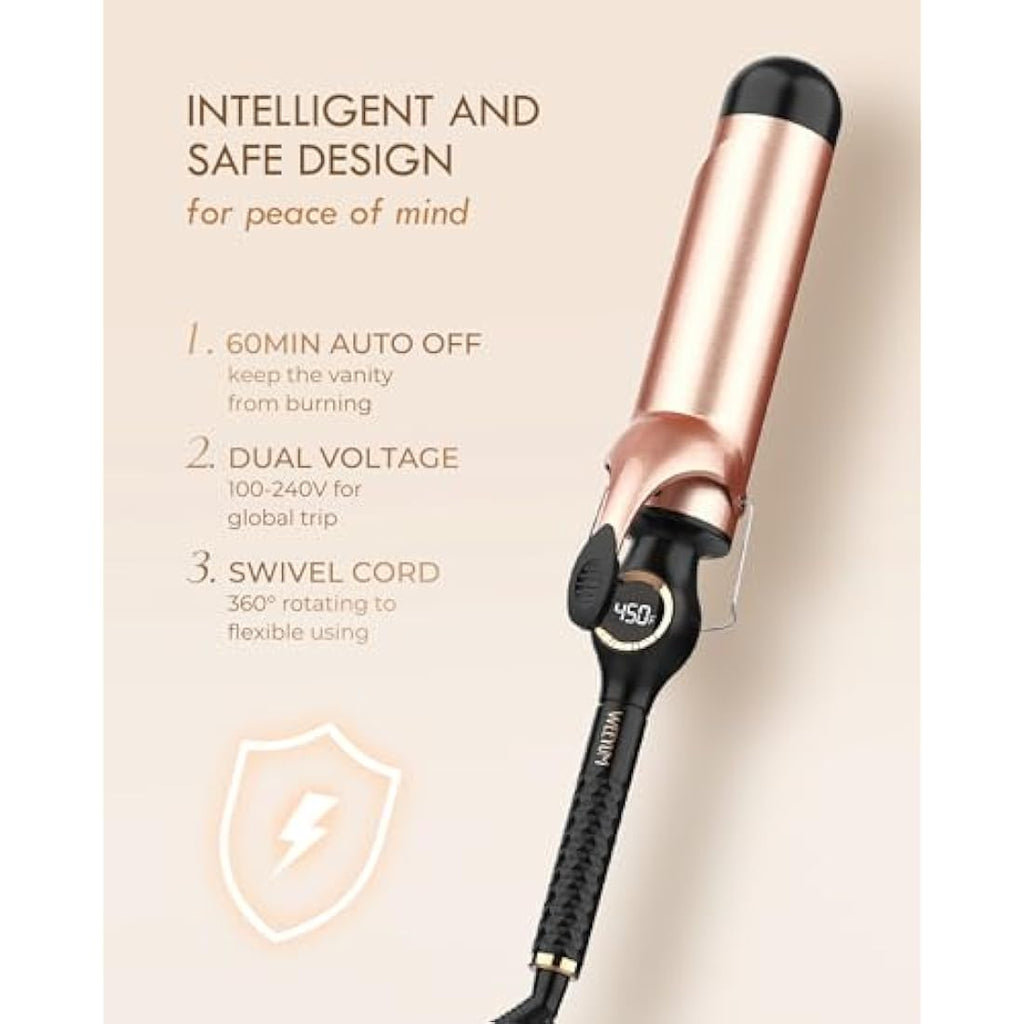 WEEYUM 50mm Ceramic Curling Tongs | Large Barrel Hair Wand for Waves