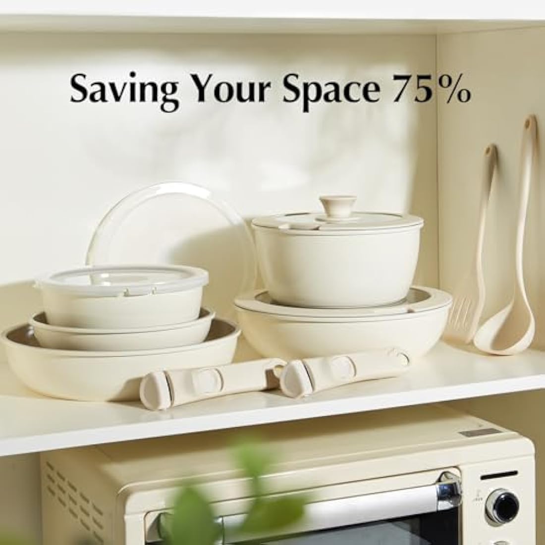 Redchef 16-Piece Ceramic Nonstick Cookware Set with Detachable Handle