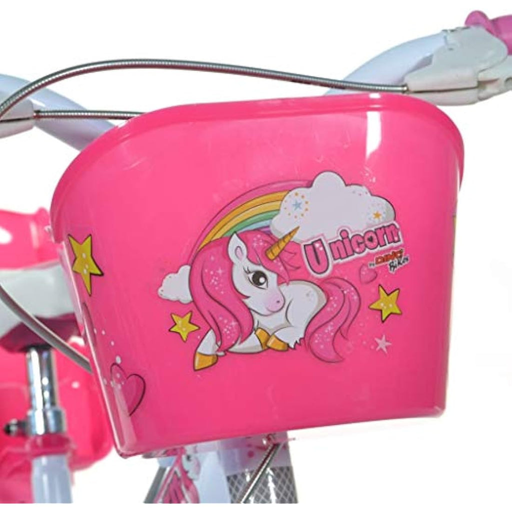 Dino Bikes Unicorn 14 Inch Kids Bicycle with Training Wheels - Pink