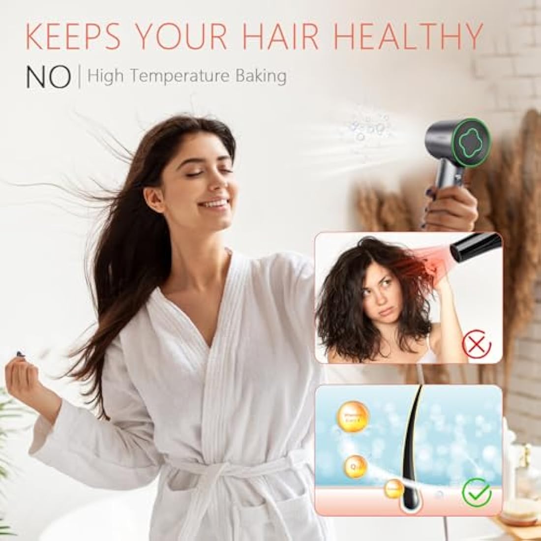 IMMOSO High-Speed Hair Dryer – 1600W Ionic Blow Dryer with Brushless Motor