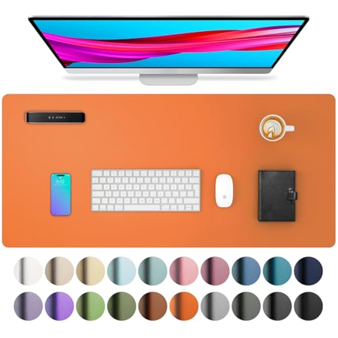 PU Leather Desk Pad - Waterproof Non-Slip Office Mat, 80x40cm