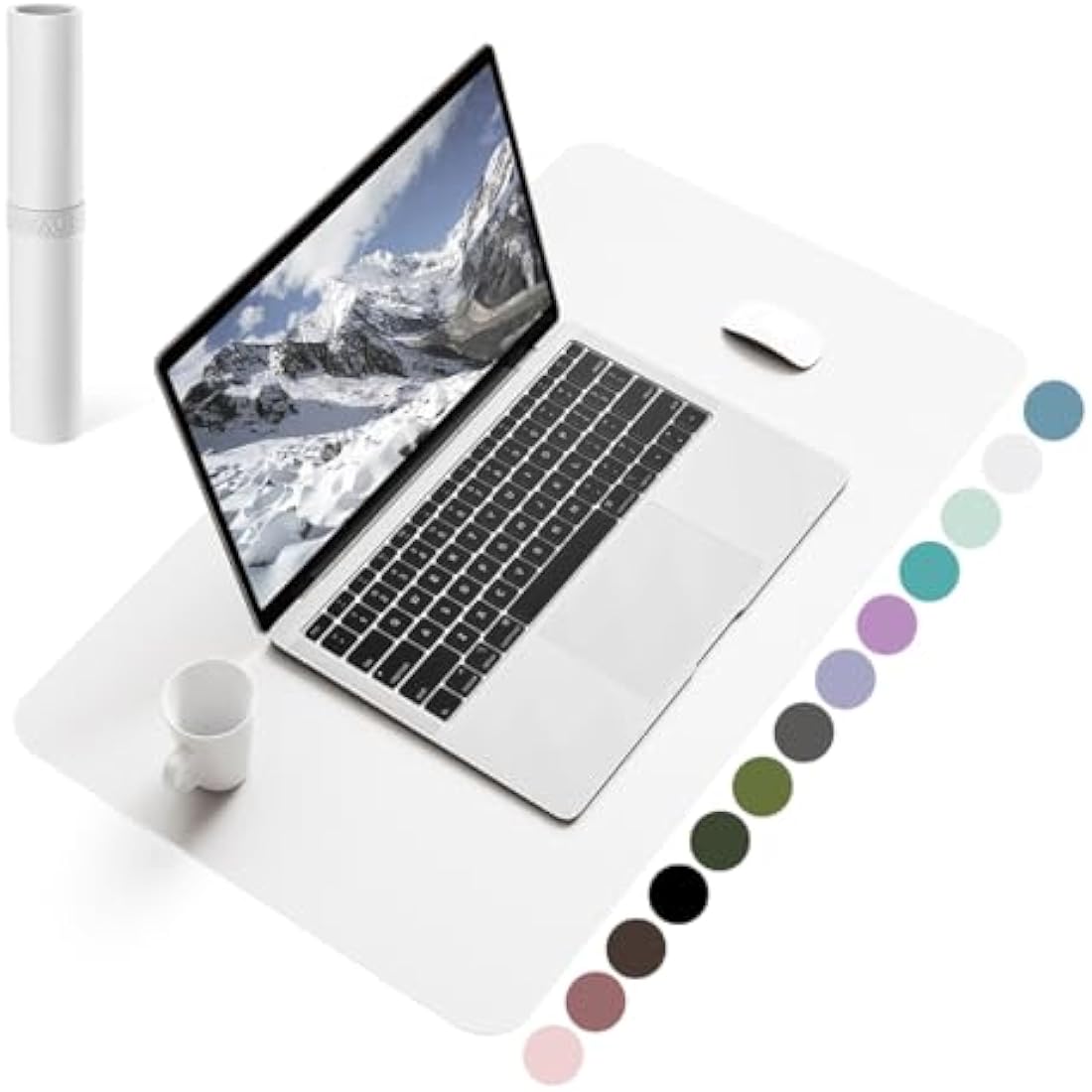 YSAGi PVC Leather Desk Pad – Waterproof Non-Slip Writing Mat, White