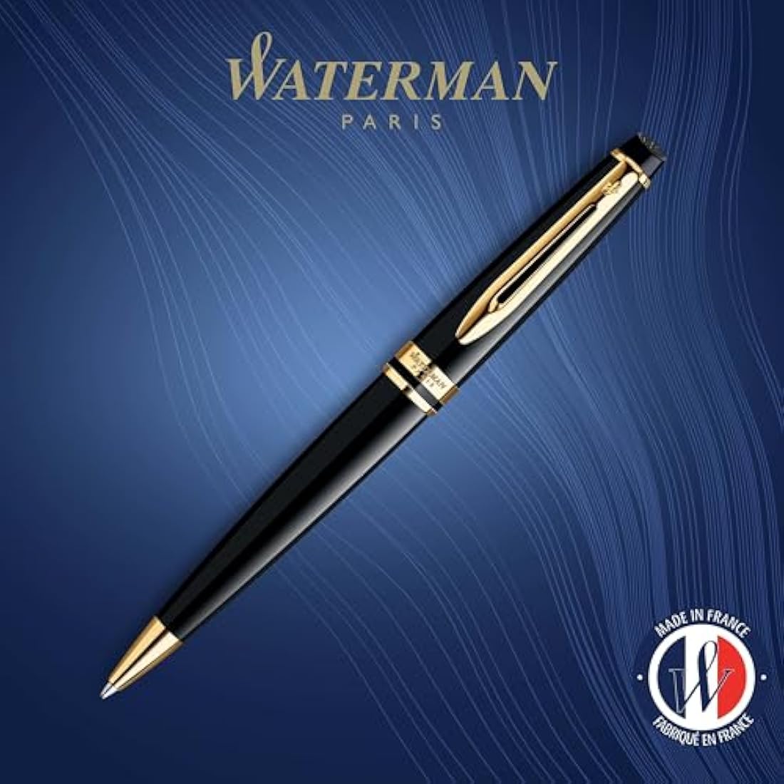 Waterman Expert Ballpoint Pen | Gloss Black & 23k Gold Trim | Medium Tip