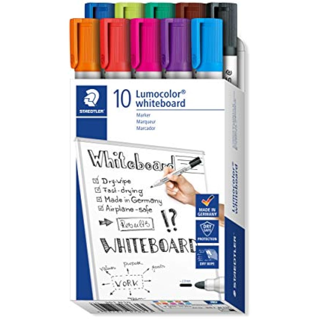 Staedtler Lumocolor Whiteboard Markers | Bullet Tip Assorted - 10 Pack