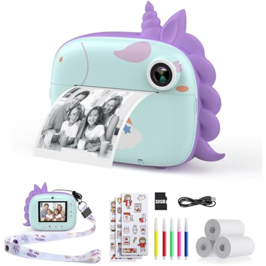 HiMont Kids Instant Print Camera | 20MP Digital Selfie Video Camera - Green