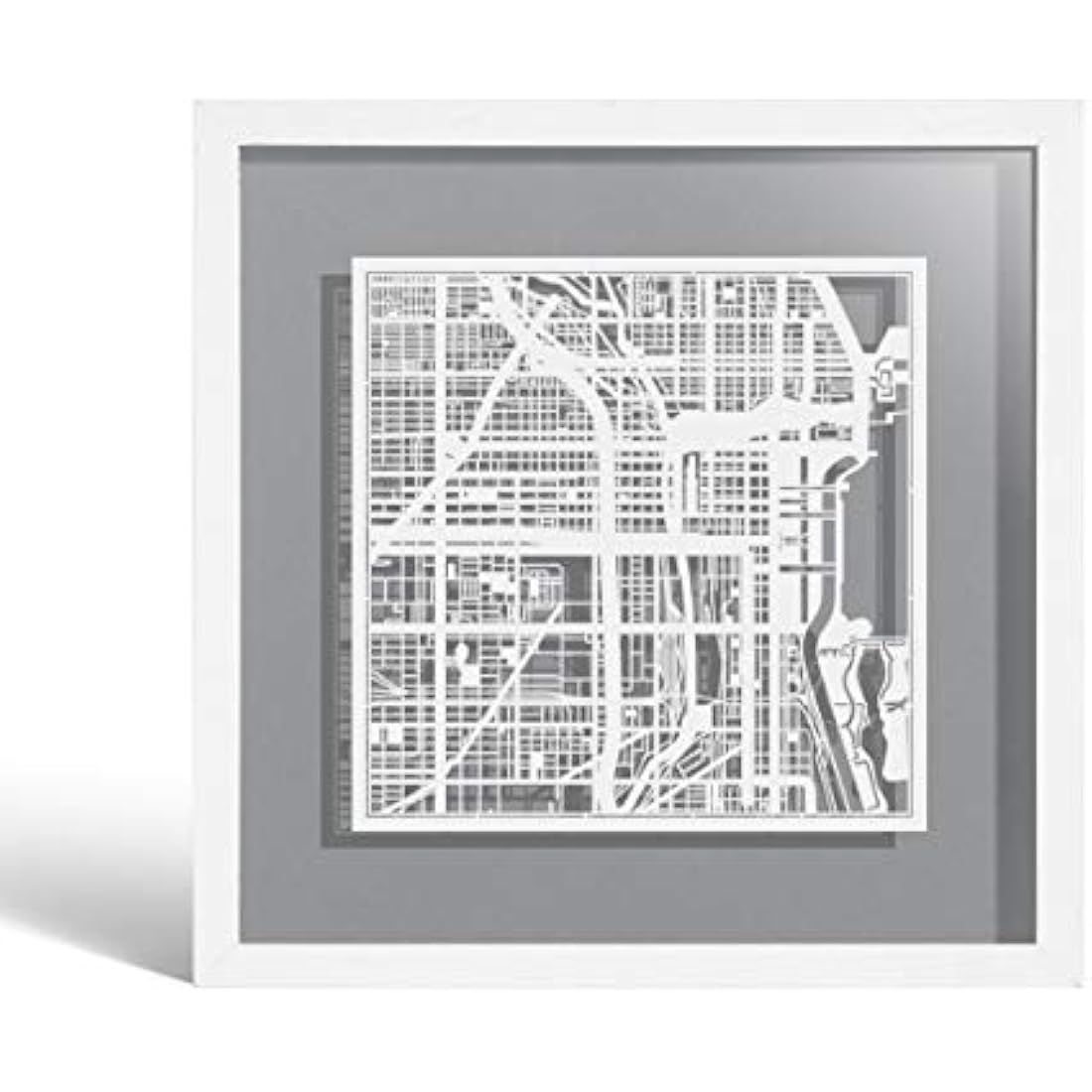 O3 Design Studio Chicago Paper Cut Map | Framed 9x9 Wall Art Decor