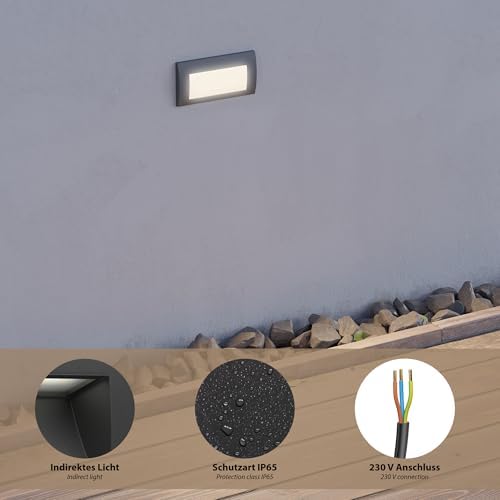 ledscom.de ZIBAL LED Recessed Wall Light – IP65 Outdoor Downlight, Black