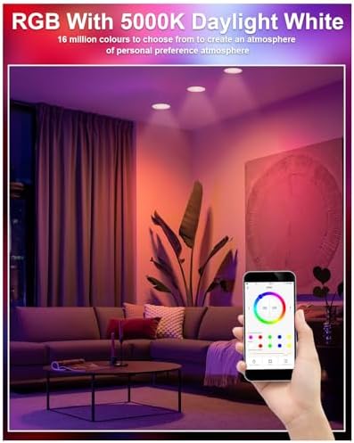 VARICART Smart LED Downlights – 10W RGB Alexa Bluetooth Spotlights, 6 Pcs
