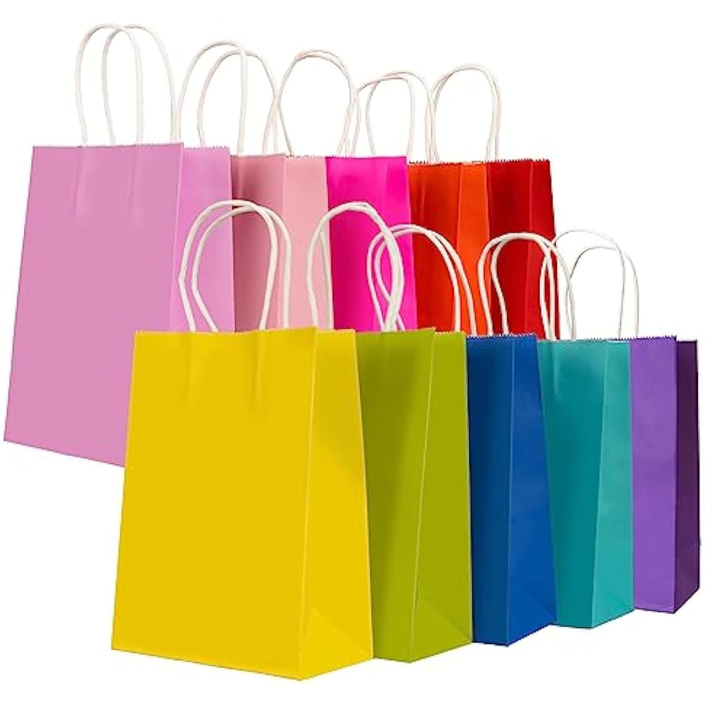 30 Pcs Kraft Paper Party Bags with Handles - 10 Colors